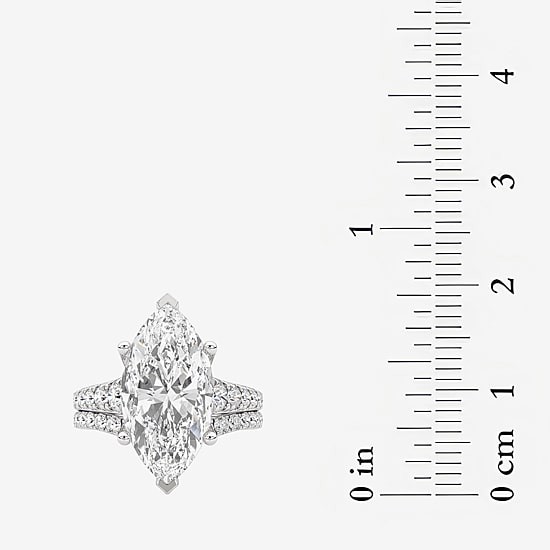 Grown Gorgeous ( F / Vs2 ) Womens 5 3/8 Ct. T.W. Lab Grown White Diamond 14K Gold Marquise Side Stone Bridal Set