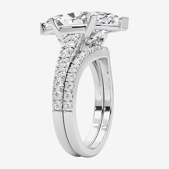 Grown Gorgeous ( F / Vs2 ) Womens 5 3/8 Ct. T.W. Lab Grown White Diamond 14K Gold Marquise Side Stone Bridal Set