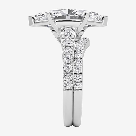 Grown Gorgeous ( F / Vs2 ) Womens 5 3/8 Ct. T.W. Lab Grown White Diamond 14K Gold Marquise Side Stone Bridal Set