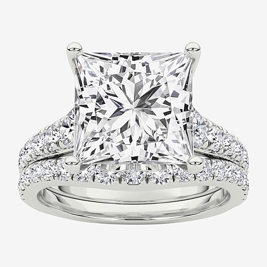 Grown Gorgeous ( F / Vs2 ) Womens 5 3/8 Ct. T.W. Lab Grown White Diamond 14K Gold Side Stone Bridal Set