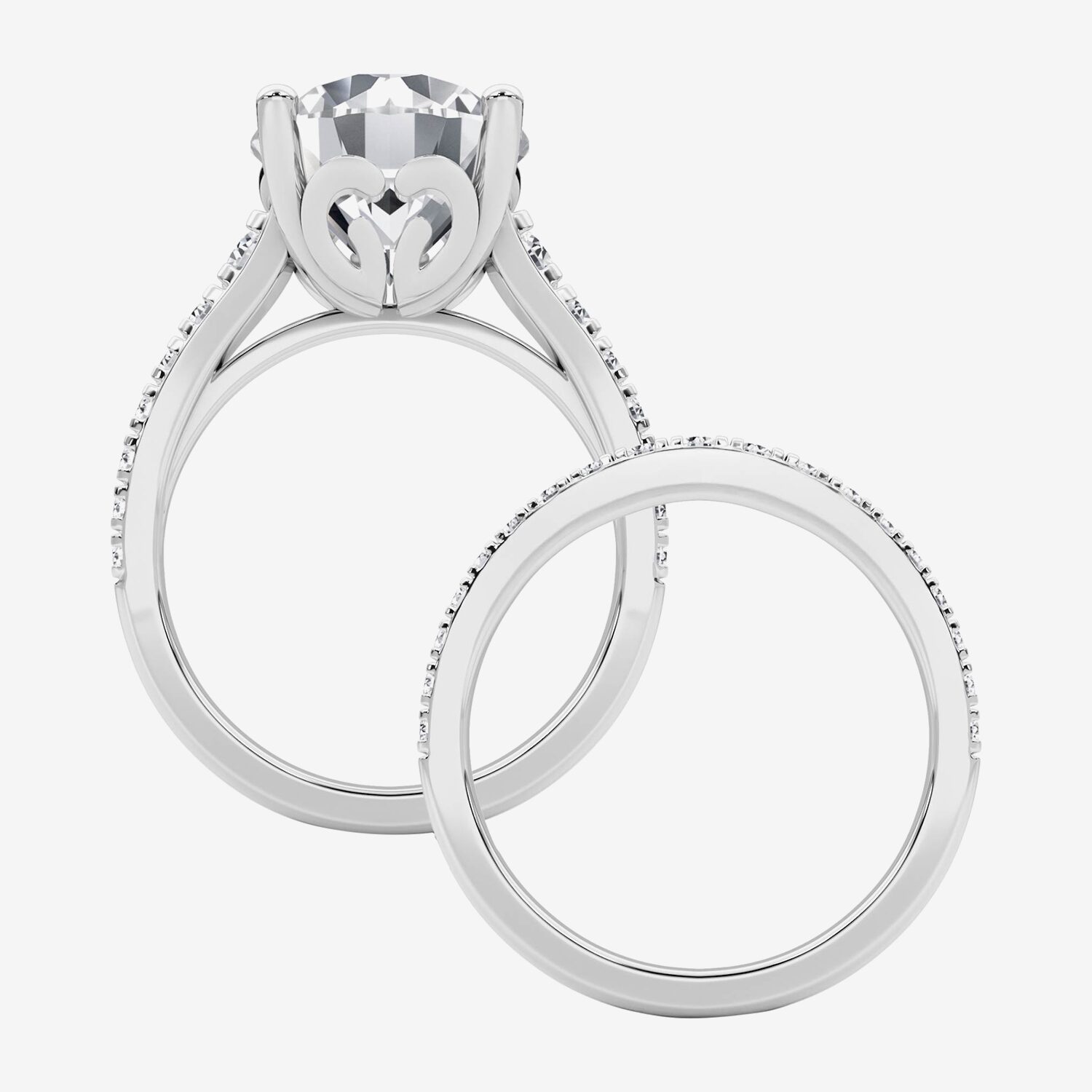 Grown Gorgeous ( F / Vs2 ) Womens 5 3/8 Ct. T.W. Lab White Diamond 14K Gold Round Side Stone Bridal Set