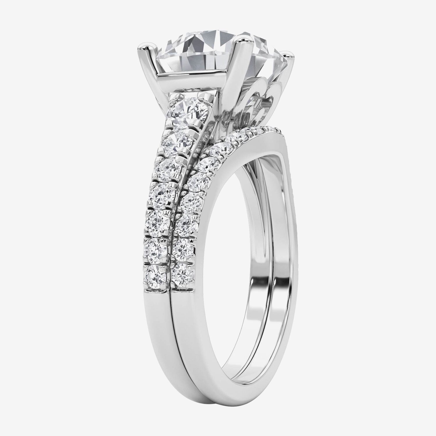 Grown Gorgeous ( F / Vs2 ) Womens 5 3/8 Ct. T.W. Lab White Diamond 14K Gold Round Side Stone Bridal Set
