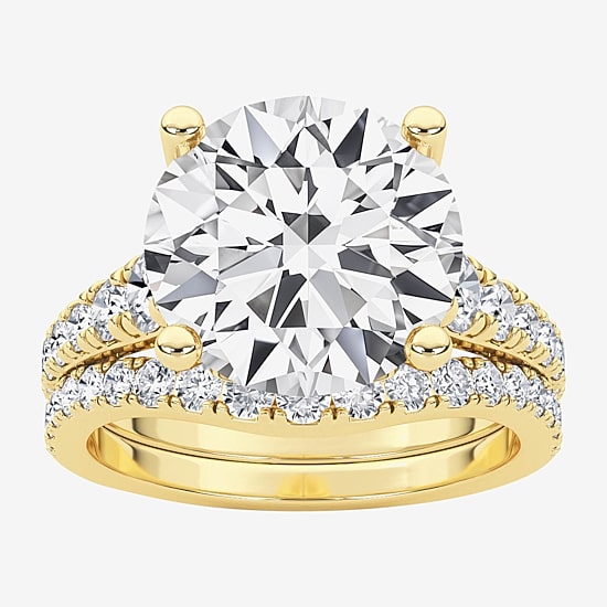 Grown Gorgeous ( F / Vs2 ) Womens 5 3/8 Ct. T.W. Lab Grown White Diamond 14K Gold Round Side Stone Bridal Set