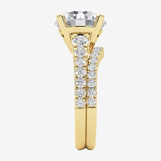Grown Gorgeous ( F / Vs2 ) Womens 5 3/8 Ct. T.W. Lab Grown White Diamond 14K Gold Round Side Stone Bridal Set