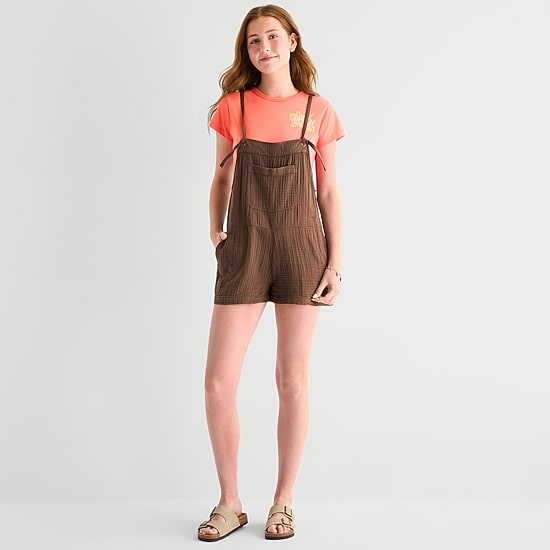 Arizona Sleeveless Womens Shortalls Juniors