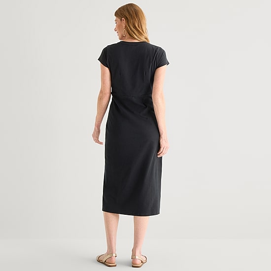 Liz Claiborne Womens Short Sleeve Midi T-Shirt Dress