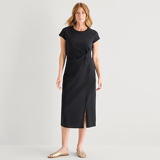 Liz Claiborne Womens Short Sleeve Midi T-Shirt Dress
