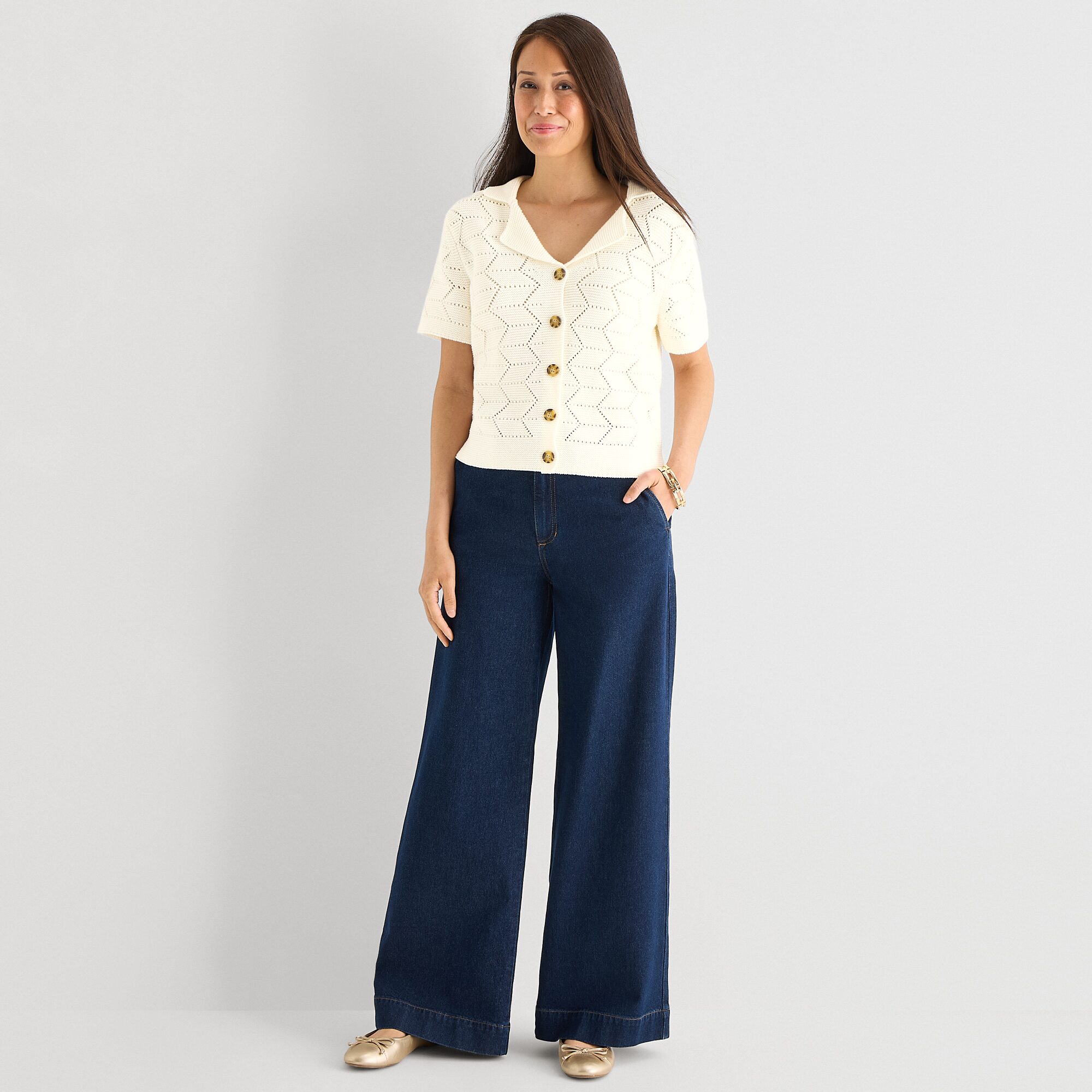 Liz Claiborne Womens Short Sleeve Polo Sweater