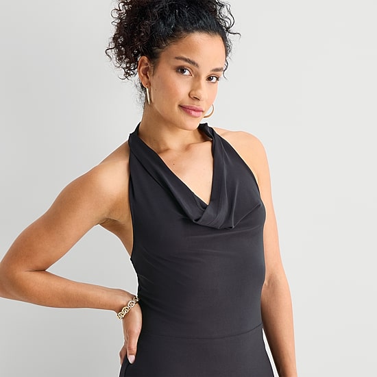 Bold Elements Womens Halter Neck Sleeveless Maxi Dress