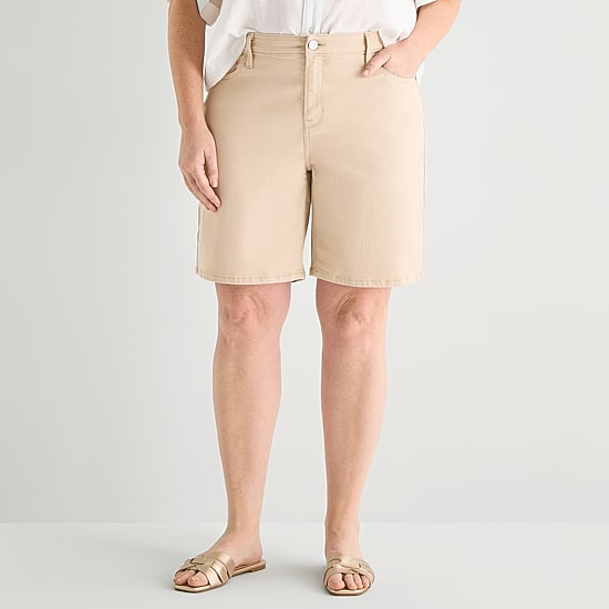 Liz Claiborne Lana Womens 9" High Rise Plus Denim Short