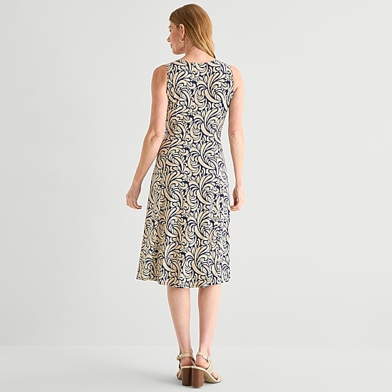 Danny & Nicole Womens Midi Abstract Jacket Dress