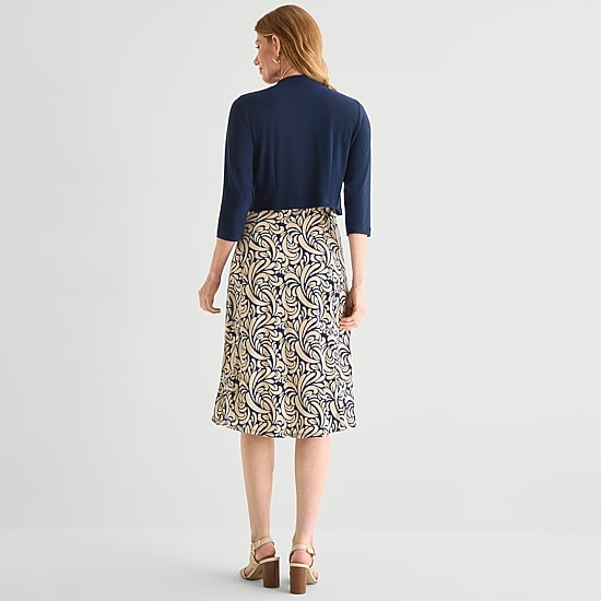 Danny & Nicole Womens Midi Abstract Jacket Dress