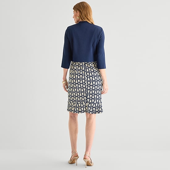 Maya Brooke Womens Abstract Jacket Dress