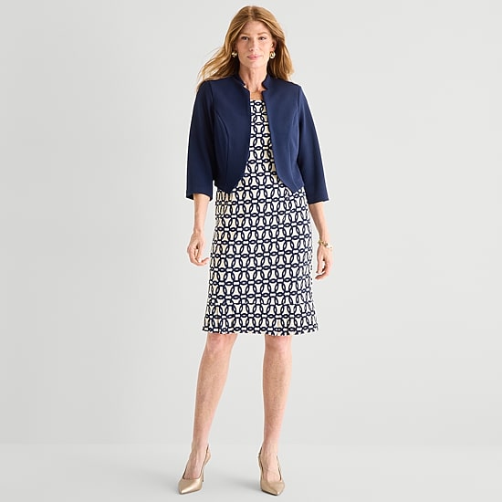Maya Brooke Womens Abstract Jacket Dress