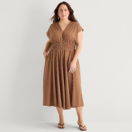 premier amour womens sleeveless midi fit + flare dress Premier Amour Womens Plus Midi V Neck Sleeveless Fit + Flare Dress, Color:  Mustard