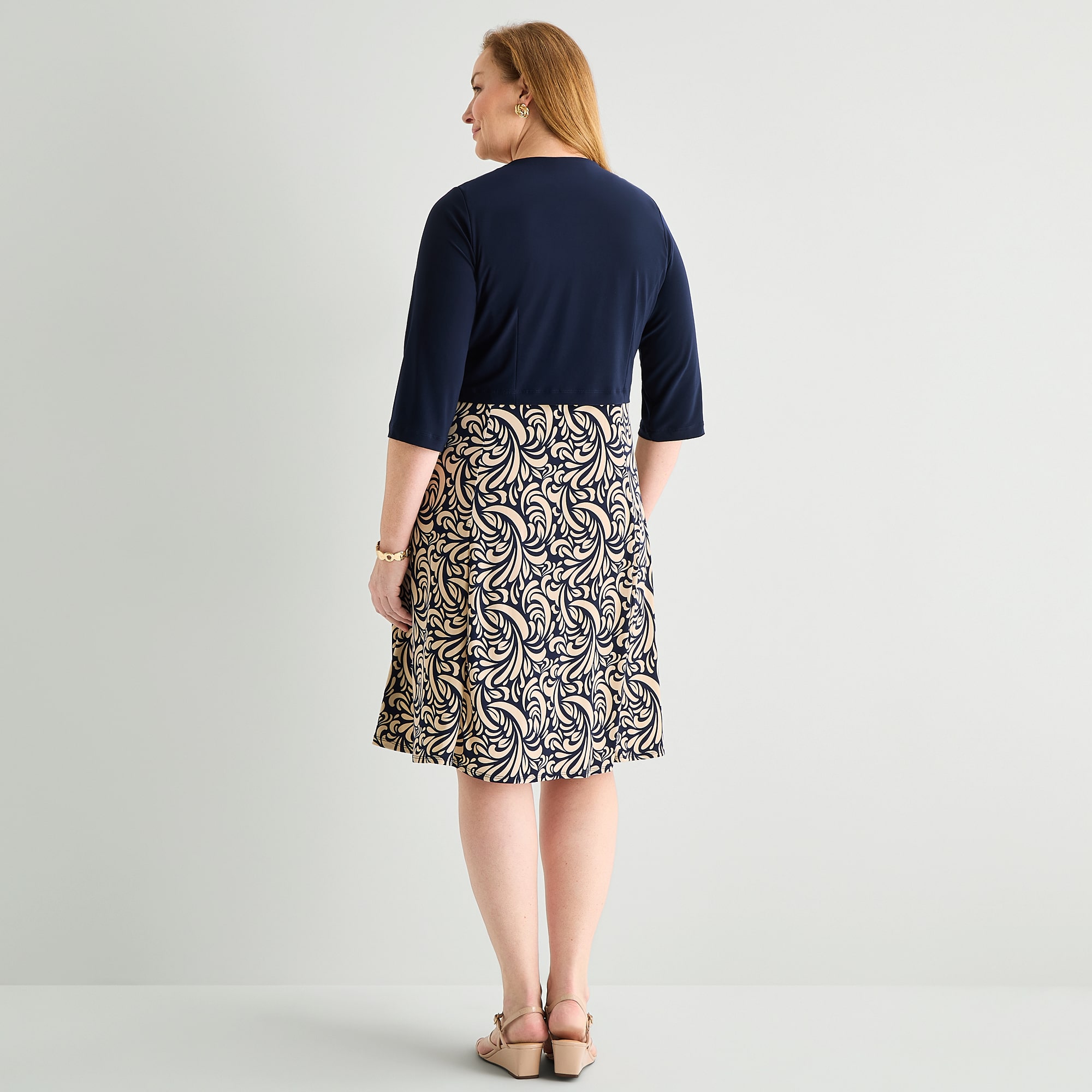 Danny & Nicole Womens Plus Abstract Jacket Dress