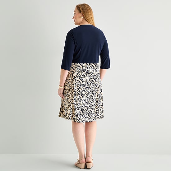 Danny & Nicole Womens Plus Abstract Jacket Dress
