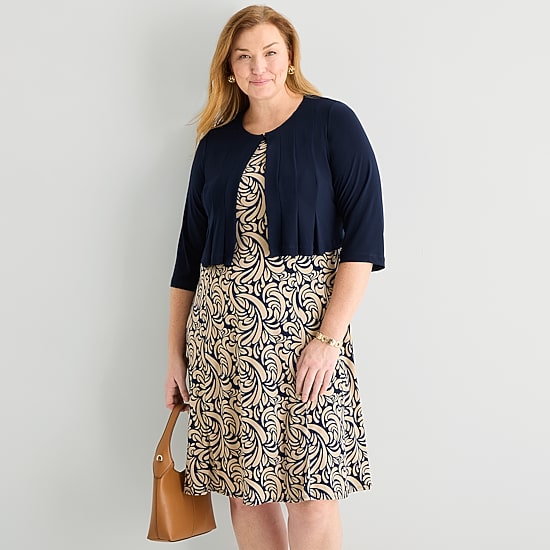 Danny & Nicole Womens Plus Abstract Jacket Dress
