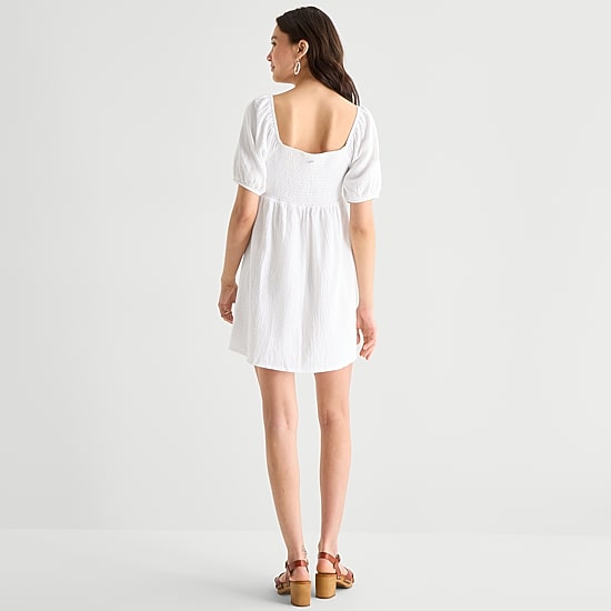 Hurley Womens Juniors Square Neck Short Sleeve Sundress