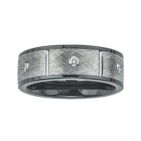 Mens 1/5 CT. T.W. Diamond, Ceramic and Tungsten Band Ring