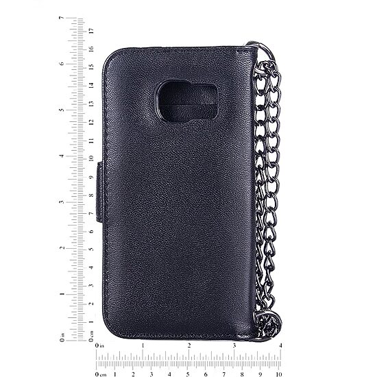 Genuine Leather Phone Case and Wallet Combination with Chain for Samsung Galaxy S7 Edge