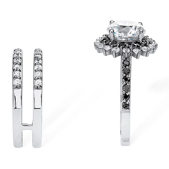 DiamonArt® Womens 3 CT. T.W. White Cubic Zirconia Platinum Over Silver Bridal Set