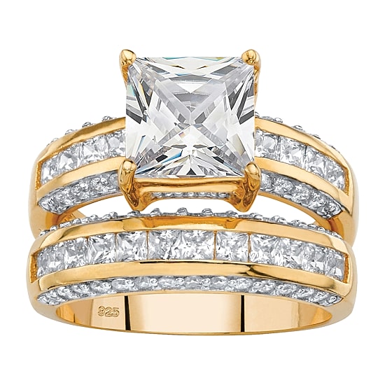 DiamonArt® Womens 3 1/4 CT. T.W. White Cubic Zirconia 14K Gold Over Silver Bridal Set