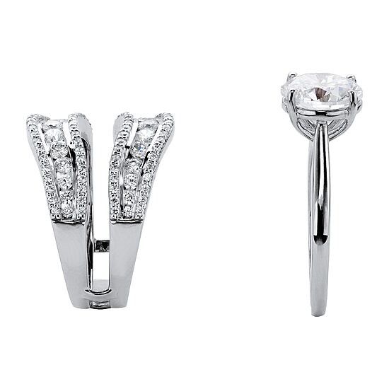 DiamonArt® Womens 4 1/4 CT. T.W. White Cubic Zirconia Platinum Over Silver Bridal Set
