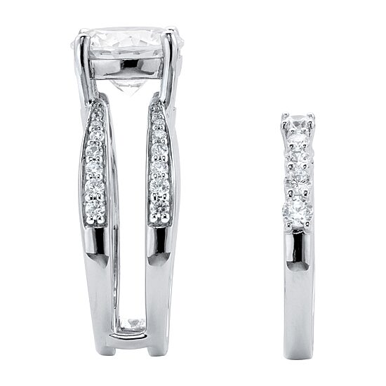 DiamonArt® Womens 4 3/4 CT. T.W. White Cubic Zirconia Platinum Over Silver Bridal Set