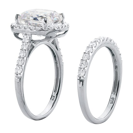 DiamonArt® Womens 3 1/2 CT. T.W White Cubic Zirconia Platinum Over Silver Bridal Set
