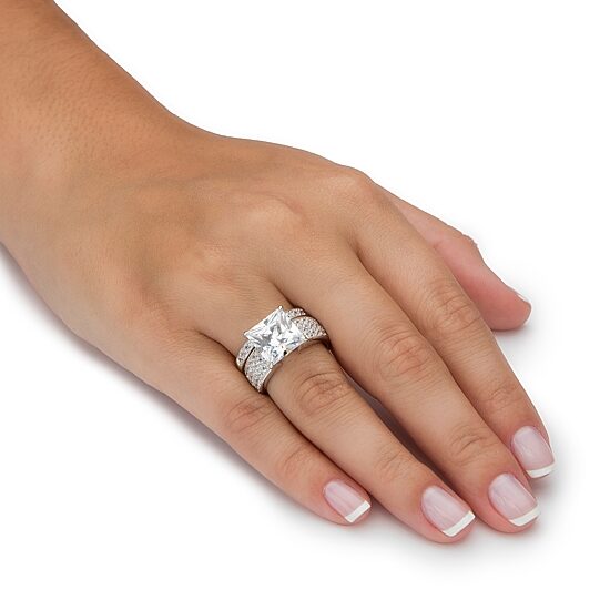 DiamonArt® Womens 4 3/4 CT. T.W. White Cubic Zirconia Platinum Over Silver Bridal Set
