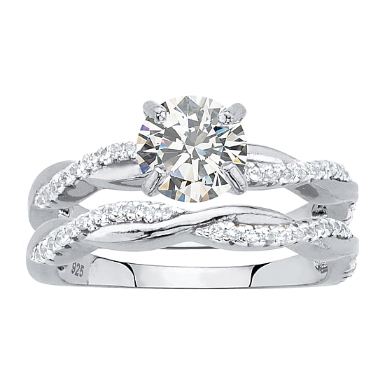 DiamonArt® Womens 1 3/4 CT. T.W. White Cubic Zirconia Sterling Silver Bridal Set