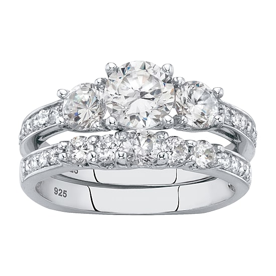 DiamonArt® Womens 2 CT. T.W. White Cubic Zirconia Sterling Silver Bridal Set
