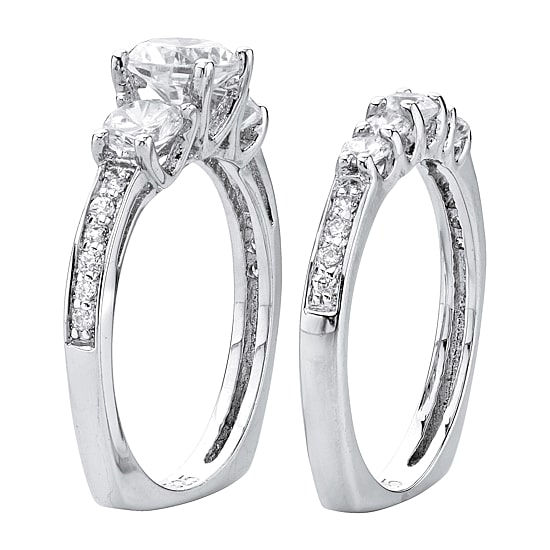 DiamonArt® Womens 2 CT. T.W. White Cubic Zirconia Sterling Silver Bridal Set