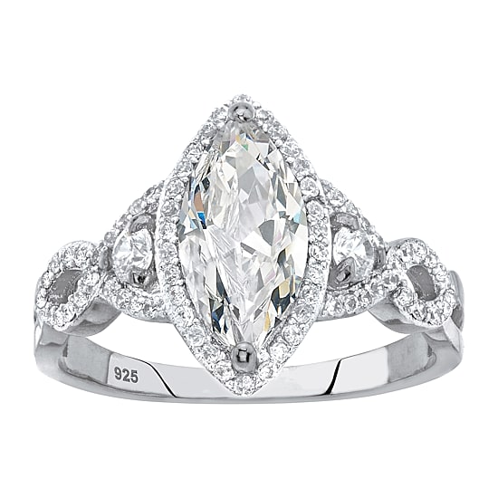 Womens 2 1/2 CT. T.W. Cubic Zirconia Sterling Silver Engagement Ring