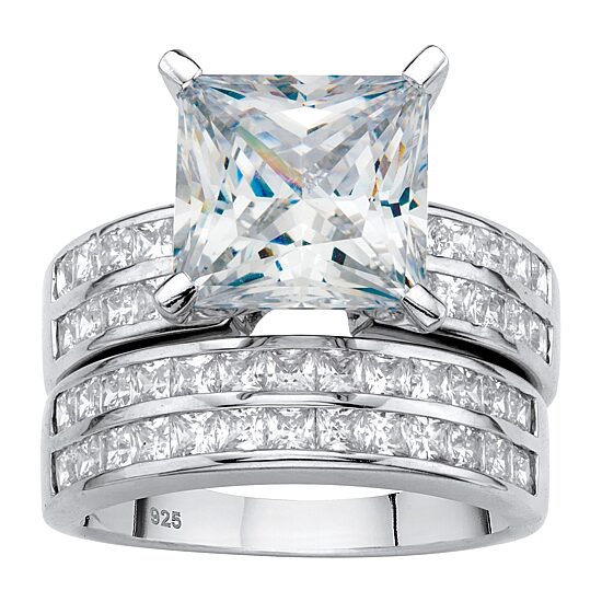 DiamonArt® Womens 5 1/4 CT. T.W. White Cubic Zirconia Platinum Over Silver Bridal Set