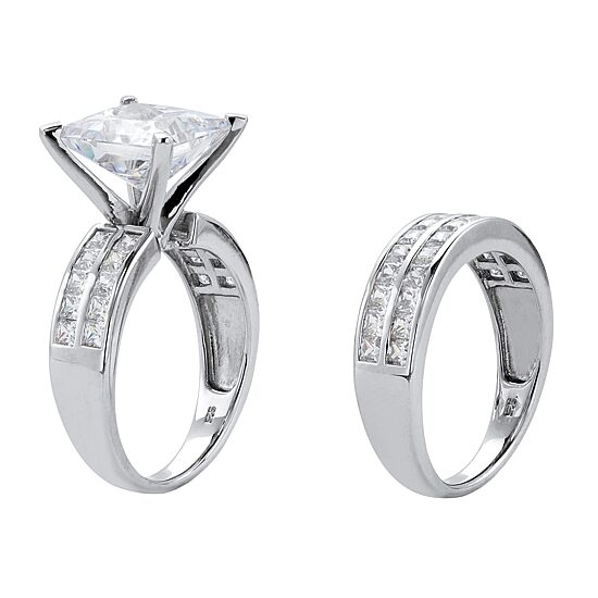 DiamonArt® Womens 5 1/4 CT. T.W. White Cubic Zirconia Platinum Over Silver Bridal Set
