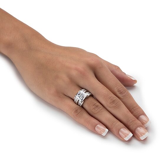 DiamonArt® Womens 5 1/4 CT. T.W. White Cubic Zirconia Platinum Over Silver Bridal Set
