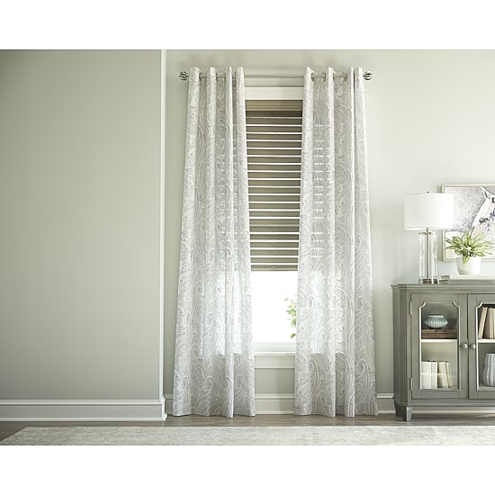 Fieldcrest Arden Soft Paisley Print Grommet Top Sheer Single Curtain Panel