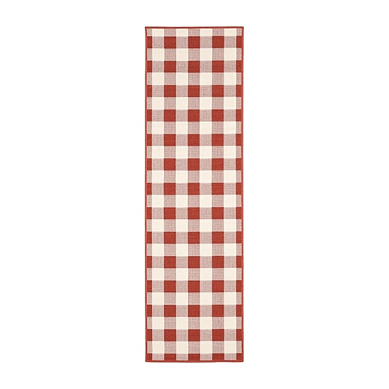 Covington Home Martinique Gingham Plaid 2'3"X7'6" Indoor Outdoor Rectangular Runner