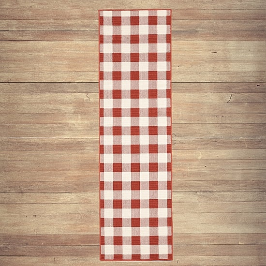 Covington Home Martinique Gingham Plaid 2'3"X7'6" Indoor Outdoor Rectangular Runner