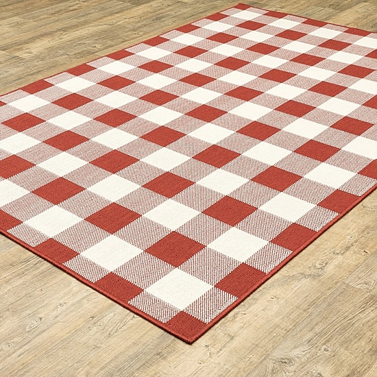 Covington Home Martinique Gingham Plaid Indoor Outdoor Rectangular Accent Rug