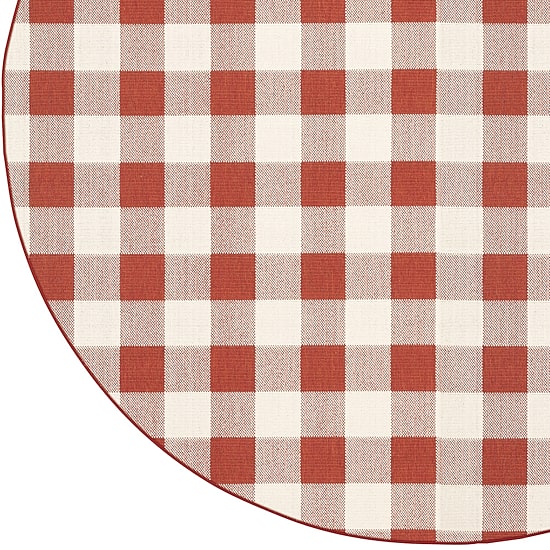 Covington Home Martinique Gingham Plaid 7'10" X 7'10" Indoor Outdoor Round Area Rug