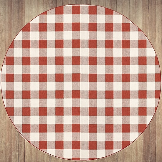 Covington Home Martinique Gingham Plaid 7'10" X 7'10" Indoor Outdoor Round Area Rug