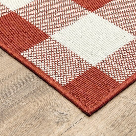 Covington Home Martinique Gingham Plaid Indoor Outdoor Rectangular Area Rug