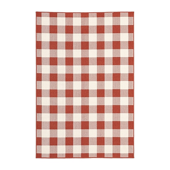 Covington Home Martinique Gingham Plaid Indoor Outdoor Rectangular Area Rug