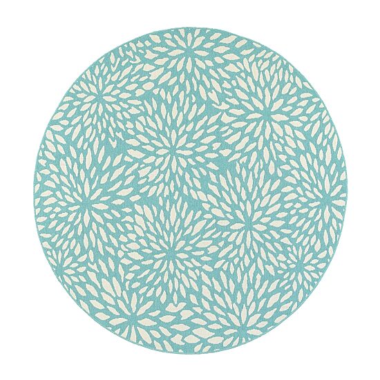 Covington Home Marquesas Blooms 7'10"X7'10" Indoor Outdoor Round Area Rug
