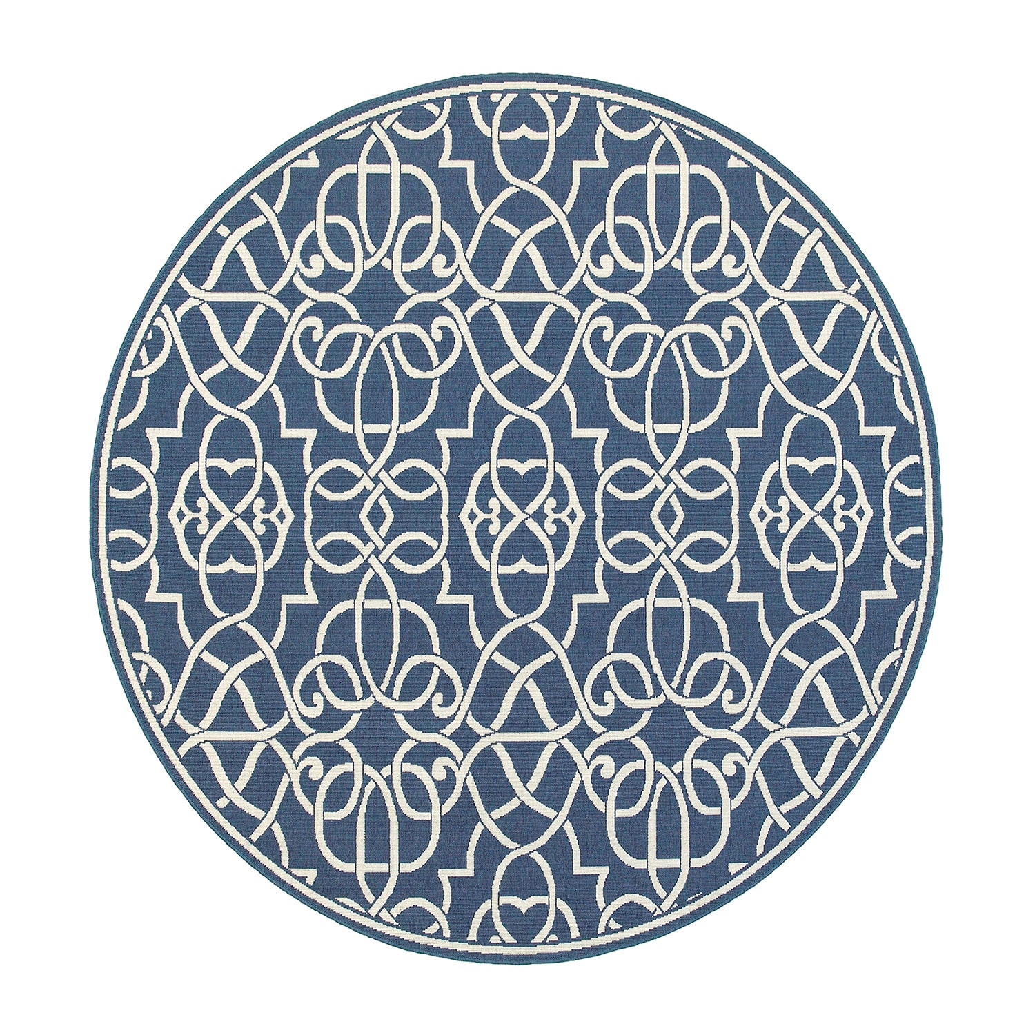 Covington Home Marquesas Intricate Trellis 7'10"X7'10" Indoor Outdoor Round Area Rug