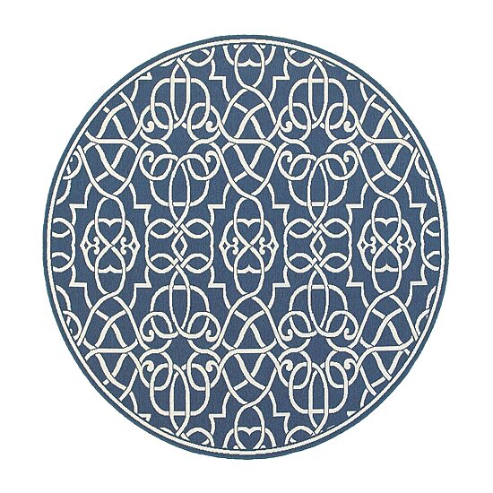 Covington Home Marquesas Intricate Trellis 7'10"X7'10" Indoor Outdoor Round Area Rug