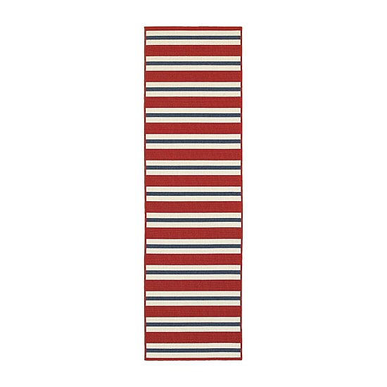 Covington Home Marquesas Striped 2'3"X7'6" Indoor Outdoor Rectangular Runner